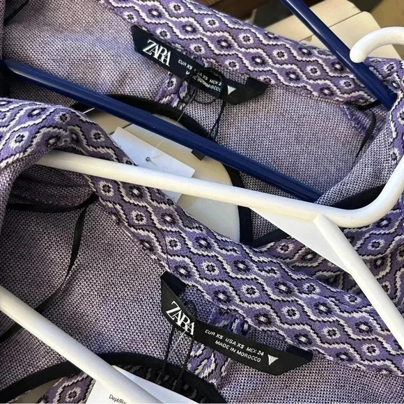 🌟Zara Lilac Geometric Print Open Back Bodysuit Size  XS NWOT - Picture 11 of 11